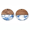 Transparent Resin & Walnut Wood Pendants X-RESI-T035-24-A02-2