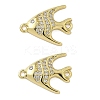 Brass Micro Pave Clear Cubic Zirconia Sea Animal Connector Charms KK-P325-01G-1