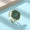 Square Natural Turquoise Finger Rings RJEW-R009-01G-04-1