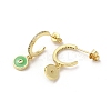 Ring & Evil Eye Real 18K Gold Plated Brass Stud Earrings EJEW-L268-037G-03-2