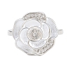 Flower Brass Micro Pave Cubic Zirconia & Enamel Cuff Ring Settings KK-CBAC351-06P-05-1
