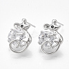 Brass Stud Earrings KK-T038-497P-1