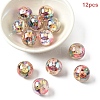 12Pcs Transparent Inner Flower Acrylic Beads RESI-YW0004-86B-1