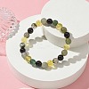 Natural Labradorite & Citrine & Black Onyx(Dyed & Heated) & Moss Agate Round Beaded Stretch Bracelets BJEW-JB10910-06-2