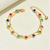 Fashionable Brass Cubic Zirconia Double Layer Women's Anklets in Real 18K Gold Plated Casual Style HU5590-1