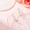 1 Pair ABS Plastic Imitation Pearl Beaded Leafy Branch Dangle Stud Earrings EJEW-AN0001-51-7