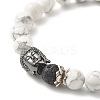 Natural Howlite & Lava Rock Round Beads Energy Power Stretch Bracelet for Men Women BJEW-JB07037-02-4