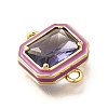 Brass Pave Glass Rectangle Connector Charms KK-Q043-09G-A-2