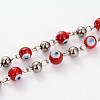 Handmade Evil Eye Lampwork Round Beads Chains for Necklaces Bracelets Making AJEW-JB00106-01-1
