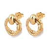 304 Stainless Steel Textured Ring Stud Earrings EJEW-P324-03G-4