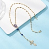 Brass Heart Link Rosary Bead Necklaces NJEW-JN05627-2