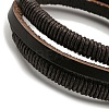 PU Leather & Waxed Cord Triple Layer Multi-strand Bracelet BJEW-F468-05-3