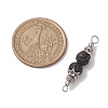 Natural Lava Rock Round Beaded Connector Charms PALLOY-JF02715-2