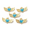 Rack Plating Brass Micro Pave Cubic Zirconia with Synthetic Opal Pendants KK-D088-16G-1