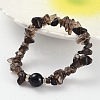 Chips Natural Smoky Quartz Beaded Stretch Bracelets BJEW-JB02131-05-1