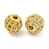 Round Brass Micro Pave Cubic Zirconia Beads ZIRC-N016-01G-6MM-2