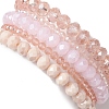 5Pcs 5 Styles Faceted Round Glass Beaded Stretch Bracelet Sets BJEW-JB10423-01-5