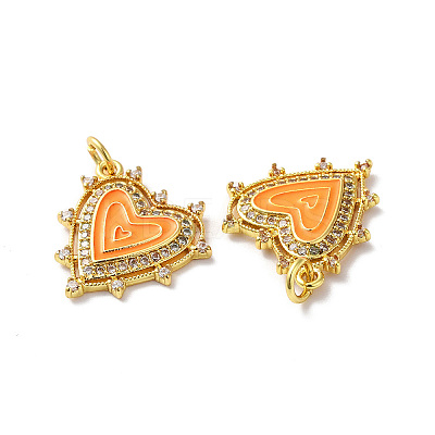 Rack Plating Brass Micro Pave Clear Cubic Zirconia Charms KK-D074-04G-1