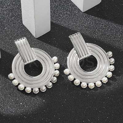 304 Stainless Steel ABS Imitation Pearl Stud Earrings EJEW-M069-02P-1