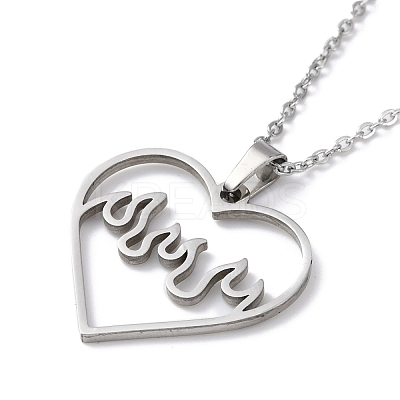 Non-Tarnish Hollow Heart 304 Stainless Steel Pendant Necklaces NJEW-C033-01B-P-1