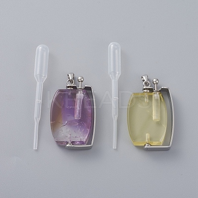 Rotatable Natural Quartz Perfume Bottle Pendants G-M362-02P-1