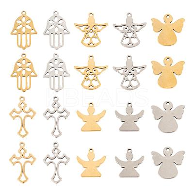 100Pcs 10 Style 2 Colors 304 Stainless Steel Pendants STAS-LS0001-34-1