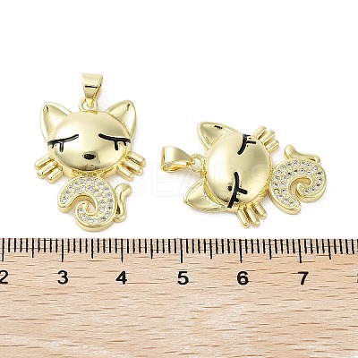 Cat Rack Plating Brass Micro Pave Cubic Zirconia Pendants KK-E102-32G-1