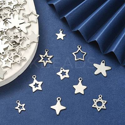 100Pcs 10 Styles 201 Stainless Steel Charms STAS-CJ0002-21-1