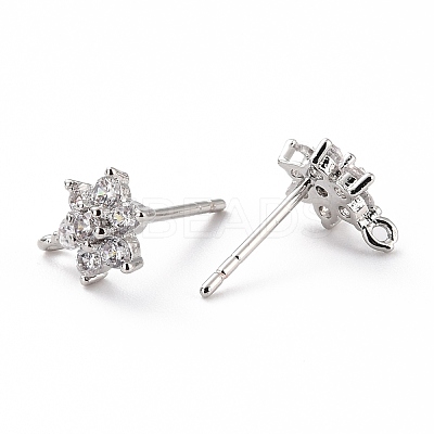 Brass Micro Pave Cubic Zirconia Stud Earrings Findings ZIRC-C027-14P-02-RS-1