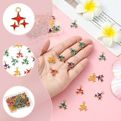 50Pcs 5 Colors Alloy Enamel Pendants ENAM-FS0002-30-1