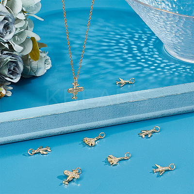 8Pcs 4 Style Brass Pave Cubic Zirconia Pendants KK-BBC0012-88-1