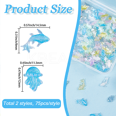 150Pcs 2 Styles Resin Cabochons MRMJ-SC0001-53-1