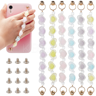 6Set 6 Colors Plastic Frosted Heart Beaded Chain MOBA-PH0001-09-1