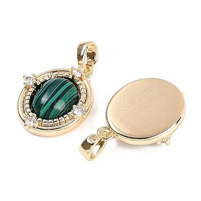 Synthetic Malachite Oval Pendants KK-U043-44G-A-1