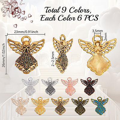 54Pcs 9 Styles Tibetan Style Alloy Pendants FIND-GA0005-47-1