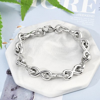 304 Stainless Steel Infinity Link Chain Bracelets for Women Men BJEW-F488-53C-P-1