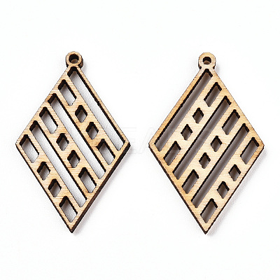 Undyed Natural Poplar Wood Pendants WOOD-TAC0002-47-1