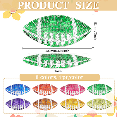 8Pcs 8 Colors PET Paillette Embroidered Cloth Sew on Patches PATC-FG0001-89-1
