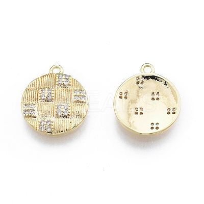 Brass Micro Pave Clear Cubic Zirconia Charms KK-C006-19G-1