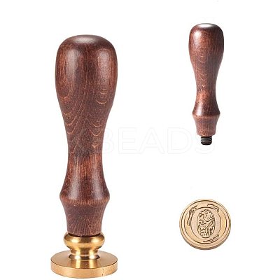 DIY Letter Scrapbook Brass Wax Seal Stamps and Wood Handle Sets AJEW-PH0010-O-1