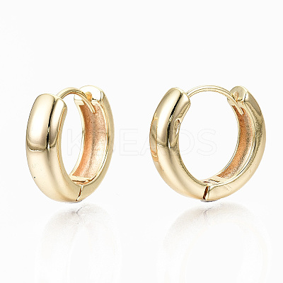 Brass Huggie Hoop Earrings X-KK-S356-151G-NF-1