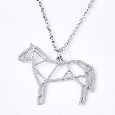 Non-Tarnish 201 Stainless Steel Pendant Necklaces LS-NJEW-T009-JN037-1-45-1