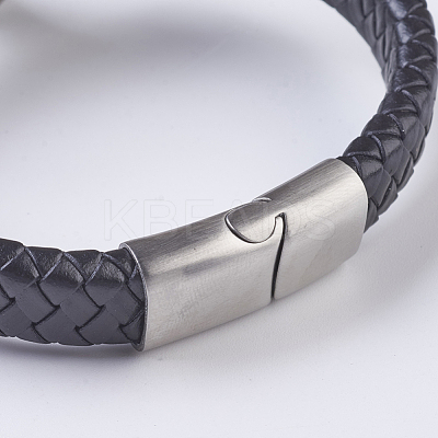 Men's Braided Leather Cord Bracelets BJEW-P194-17B-1
