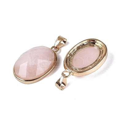 Natural Rose Quartz Pendants G-Q606-92G-09-1