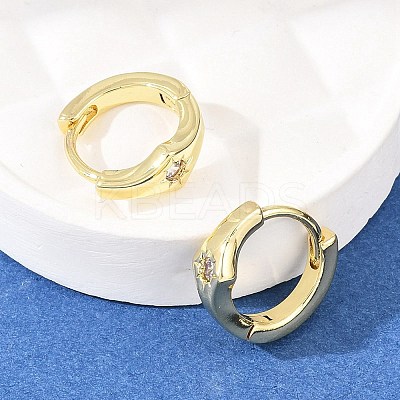 Star Brass Micro Pave Clear Cubic Zirconia Hoop Earrings EJEW-D348-21G-1