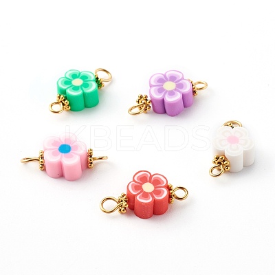 Flower Polymer Clay Links Connectors PALLOY-JF00716-1