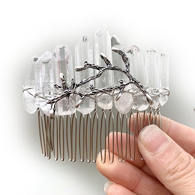 Natural Crystal Hair Combs PW-WGC6E88-14-1