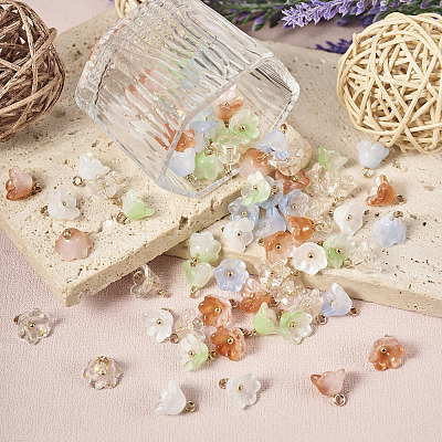80Pcs 5 Colors Handmade Lampwork Charms FIND-TA0002-77-1