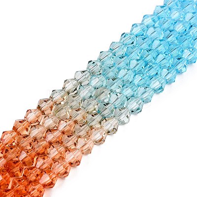 Gradient Color Baking Paint Glass Bead Strands DGLA-A039-T6mm-A016-1