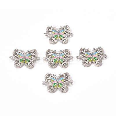 Brass Micro Pave Cubic Zirconia Connector Charms KK-E068-VB405-1
